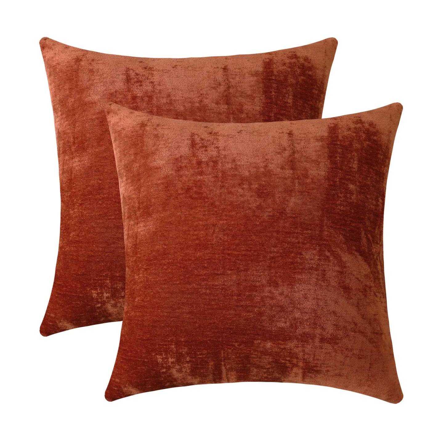 HerPillow Decorative Throw Pillow Covers Soft Chenille Comfy Solid Rust Couch Cushion Case Decor (Set of 2 14 x 14 Inches)