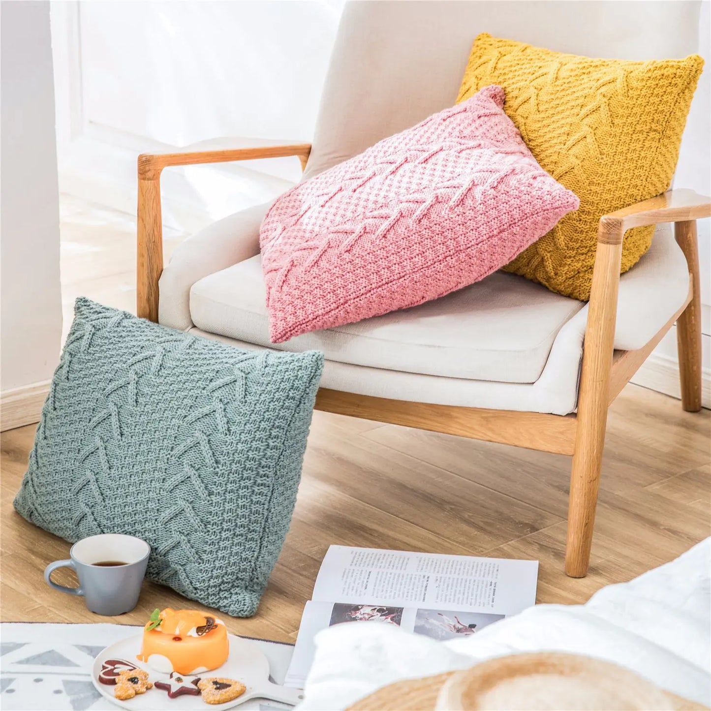 HerPillow Chunky Knit Pillow Cover for Home Decor