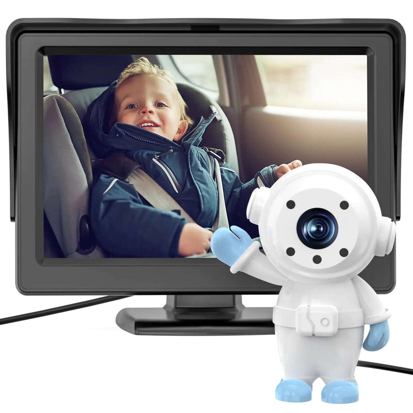Baby Car Camera with Astronaut Lens Car Baby Monitor with Camera 4.3 HD Display w/Night Vision Wide Clear View for Baby Car Seat Mirror for Baby Rear Facing to Observe Baby Easily