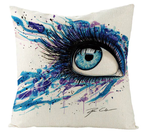 HerPillow Co. Hand-Painted Eye Pillow, Car Sofa Cushion, Linen Decor