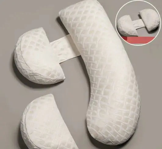 U-shaped pillow with textured surface on a gray background
