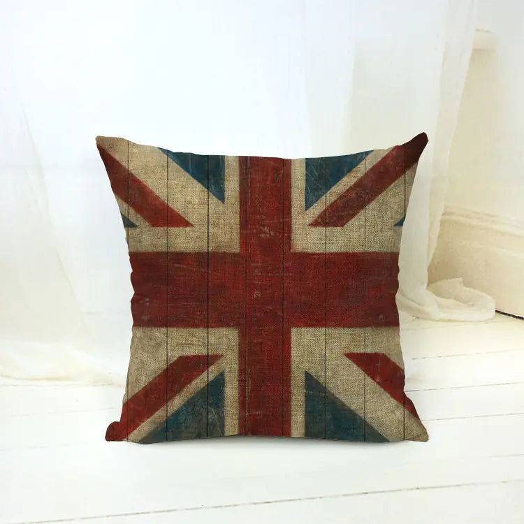 World Flag Linen Cotton Pillow for Car and Sofa Decor