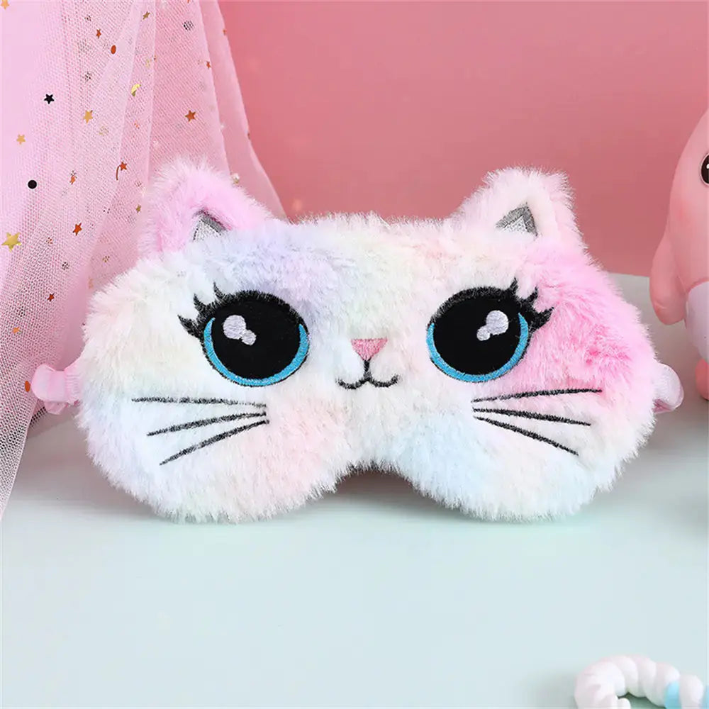 HerPillow Cute Plush Cat Eye Mask for Kids Travel and Sleep HerPillow.store
