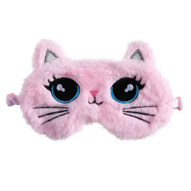 HerPillow Cute Plush Cat Eye Mask for Kids Travel and Sleep HerPillow.store