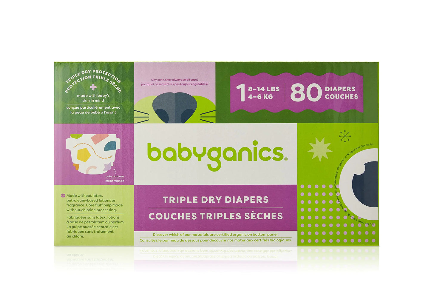 Babyganics Diapers Size 1 80 ct Ultra Absorbent Diapers