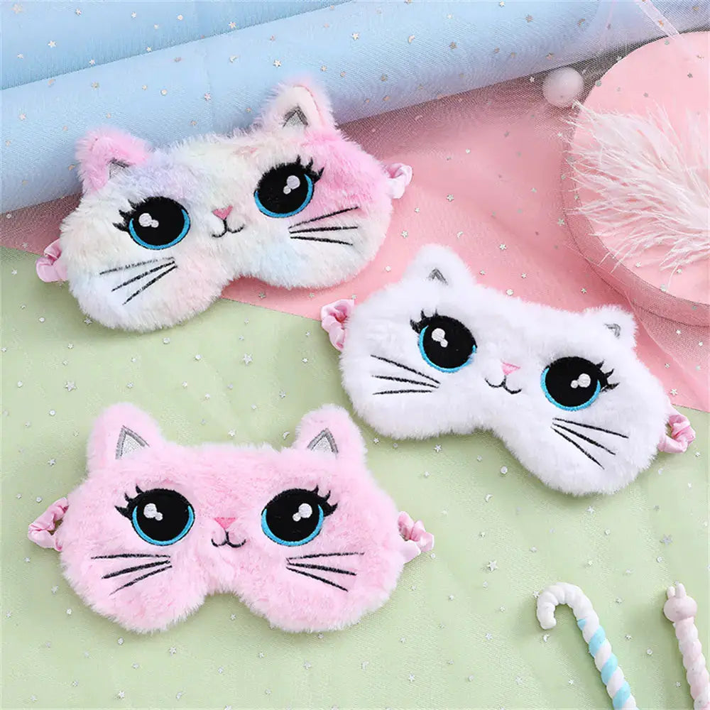 HerPillow Cute Plush Cat Eye Mask for Kids Travel and Sleep HerPillow.store