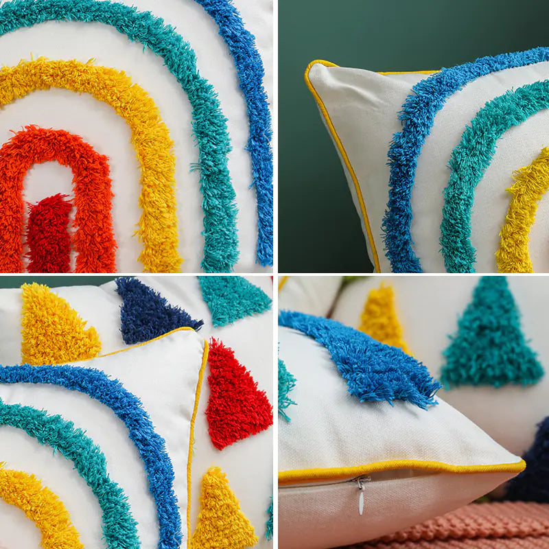HerPillow Rainbow Pattern Throw Pillow Cover for Living Room Decor