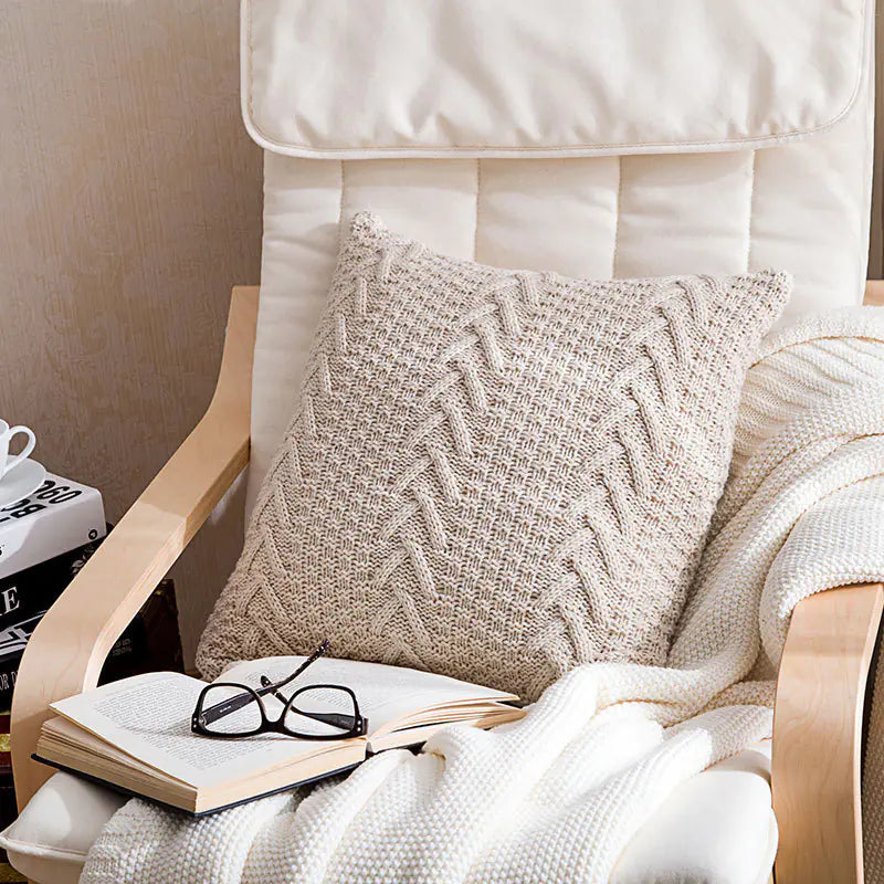 HerPillow Chunky Knit Pillow Cover for Home Decor
