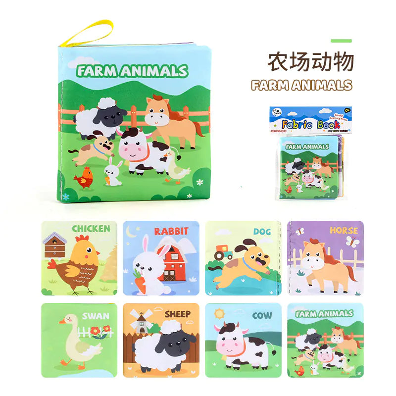HerPillow 3D Fabric Baby Book - Early Education Toy with Animals