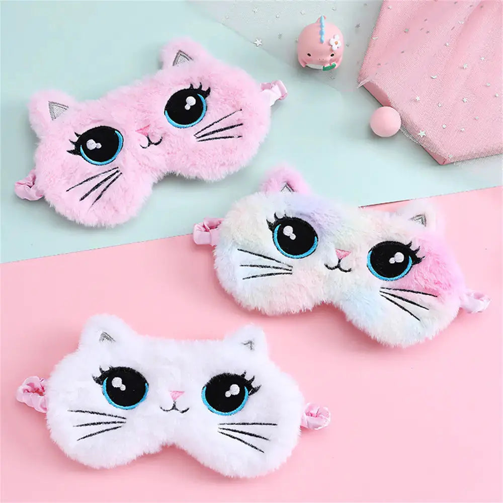 HerPillow Cute Plush Cat Eye Mask for Kids Travel and Sleep HerPillow.store