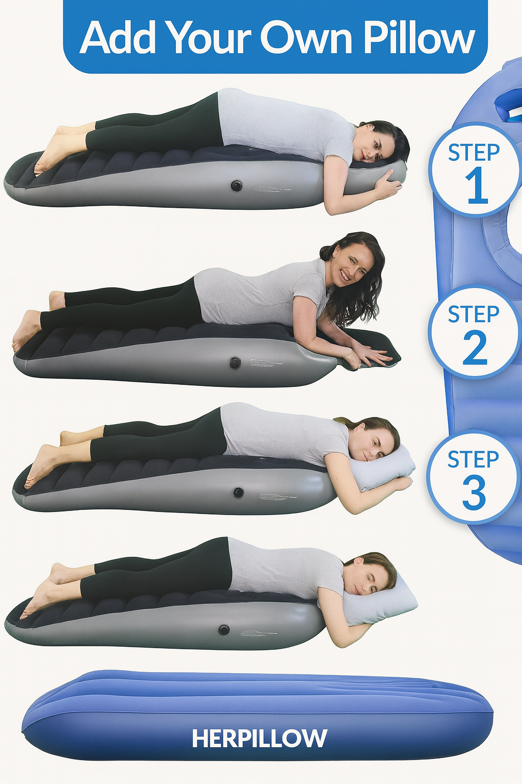 HerPillow® Inflatable Maternity Mattress Lying Pad – Full-Body Pregnancy Support with Belly Cutou