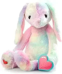 HerPillow Digital Voice Recorder Stuffed Animal w/20 Second Recorder Capture Babys Heartbeat During Pregnancy + Ultrasound for Baby Showers Registry Birthdays New Mom Gift Tiedie Bunny HerPillow.store