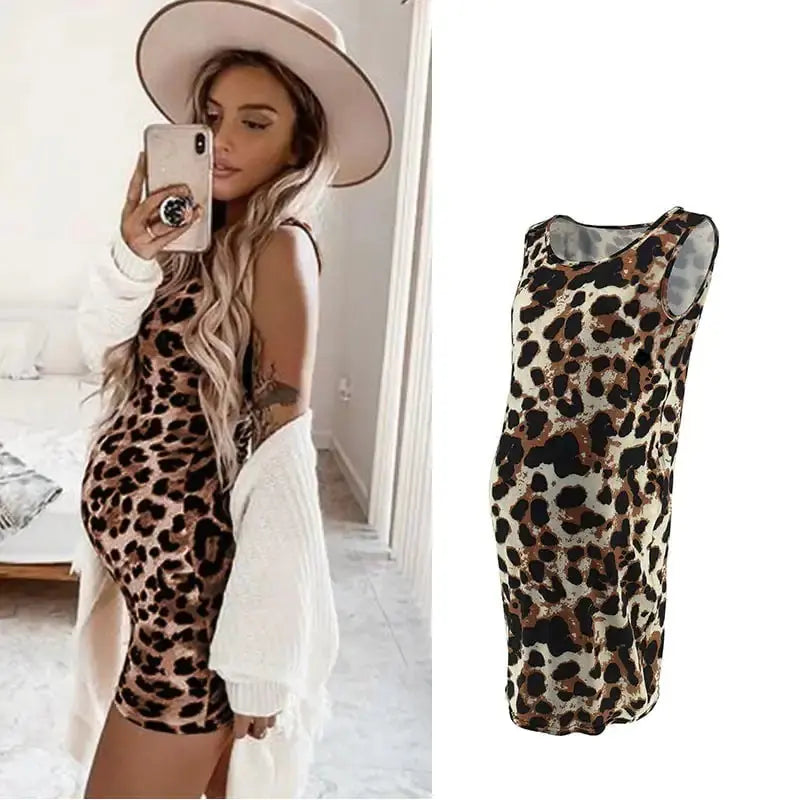 HerPillow Summer Sleeveless Leopard Dress for Pregnant Women HerPillow.store