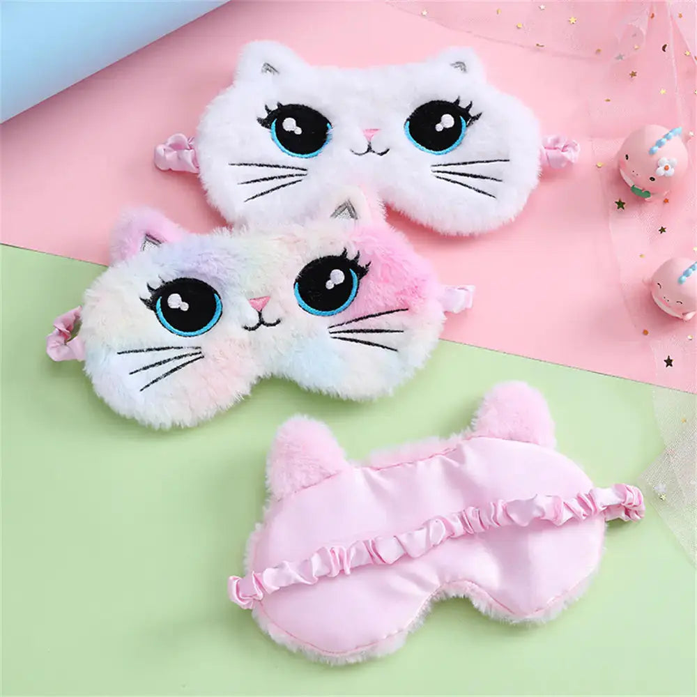 HerPillow Cute Plush Cat Eye Mask for Kids Travel and Sleep HerPillow.store