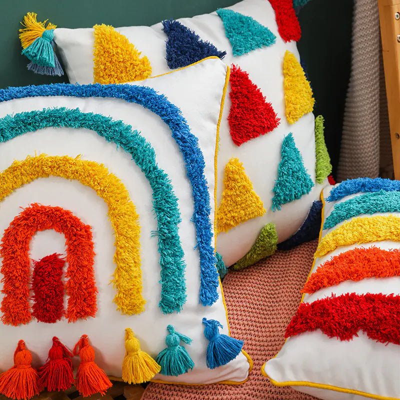 HerPillow Rainbow Pattern Throw Pillow Cover for Living Room Decor