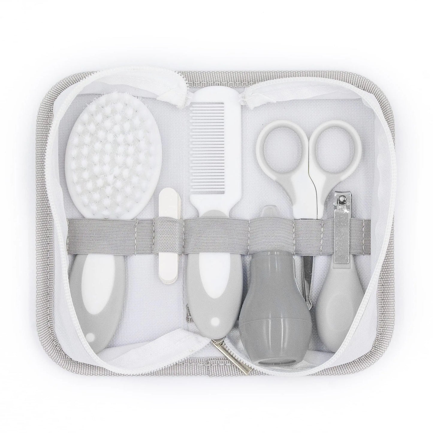 HerPillow Baby Grooming Kit Includes Baby Brush Baby Comb Nail Files Nail Clippers Safety Scissors and Nasal Aspirator with Storage Case Newborn Baby Essentials Set Newborn Baby Gifts