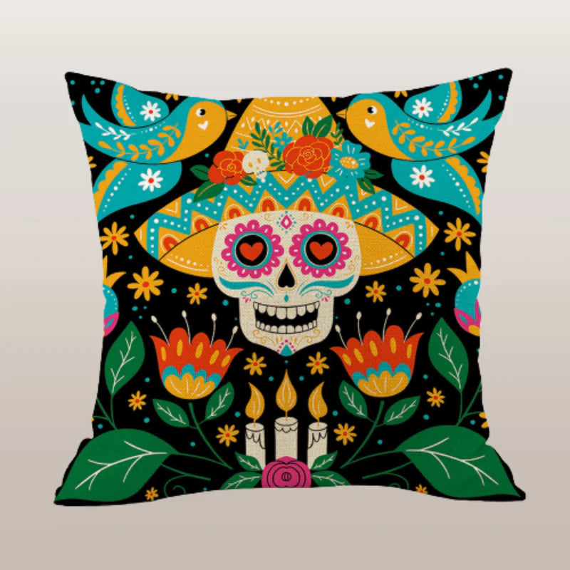 HerPillow Skull Print Pillow Cover for Horror Theme Decor