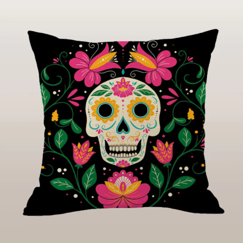 HerPillow Skull Print Pillow Cover for Horror Theme Decor