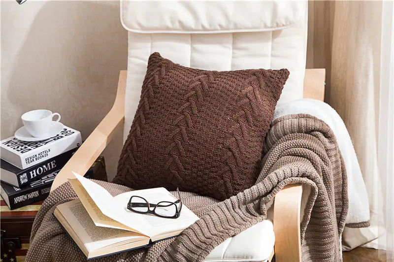 HerPillow Chunky Knit Pillow Cover for Home Decor