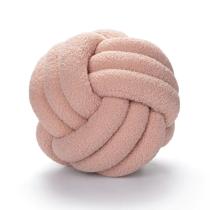 Handwoven Knotted Ball Sherpa Pillow for Home Decor