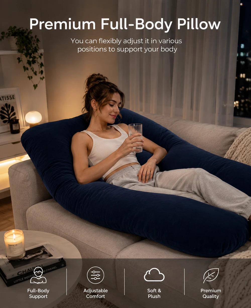 HerPillow Ultimate 5-in-1 Premium Oversized Body Pillow for Women – Full-Body Comfort & Support