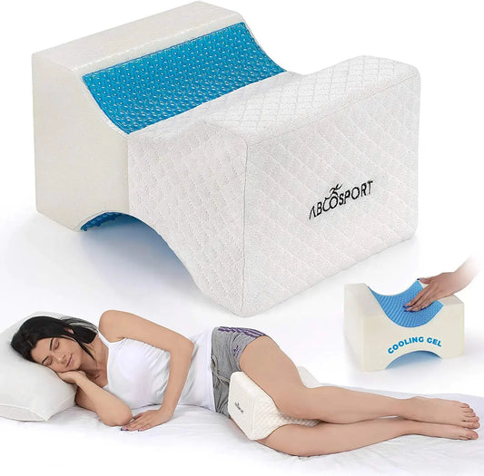 HerPillow Abco Tech Memory Foam Knee Pillow with Cooling Gel - Knee Wedge Pillow Leg Pillow for Side Sleepers Pregnancy Spine Alignment Pain Relief - Pillow for Between Knees While Sleeping + Washable Cover HerPillow.store