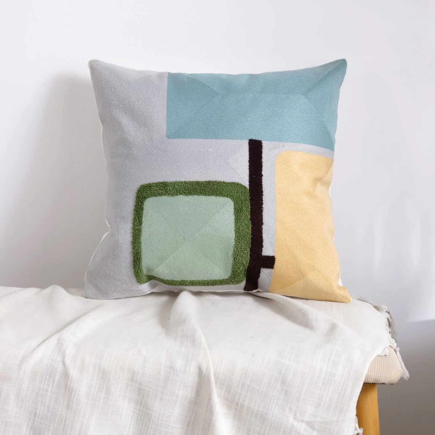 HerPillow Moroccan Embroidered Throw Pillow for Home Decor