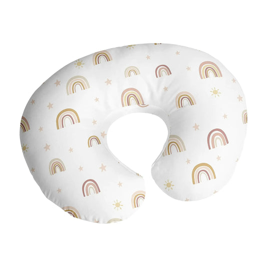 HerPillow Girl Nursing Pillow Cover Baby Breastfeeding Slipcover for Infant Newborn Nursery Bottle Breast Feeding Pillowcase (Pillow NOT Included) - Pink Yellow Bohemian Vintage HerPillow.store