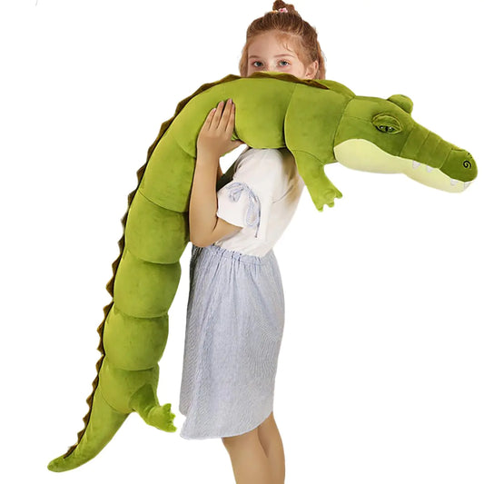 Large Realistic Crocodile Plush Giant Alligator Stuffed Animal Soft Green Crocodile Hugging Pillow Decor Gifts Xmas Birthday47.2