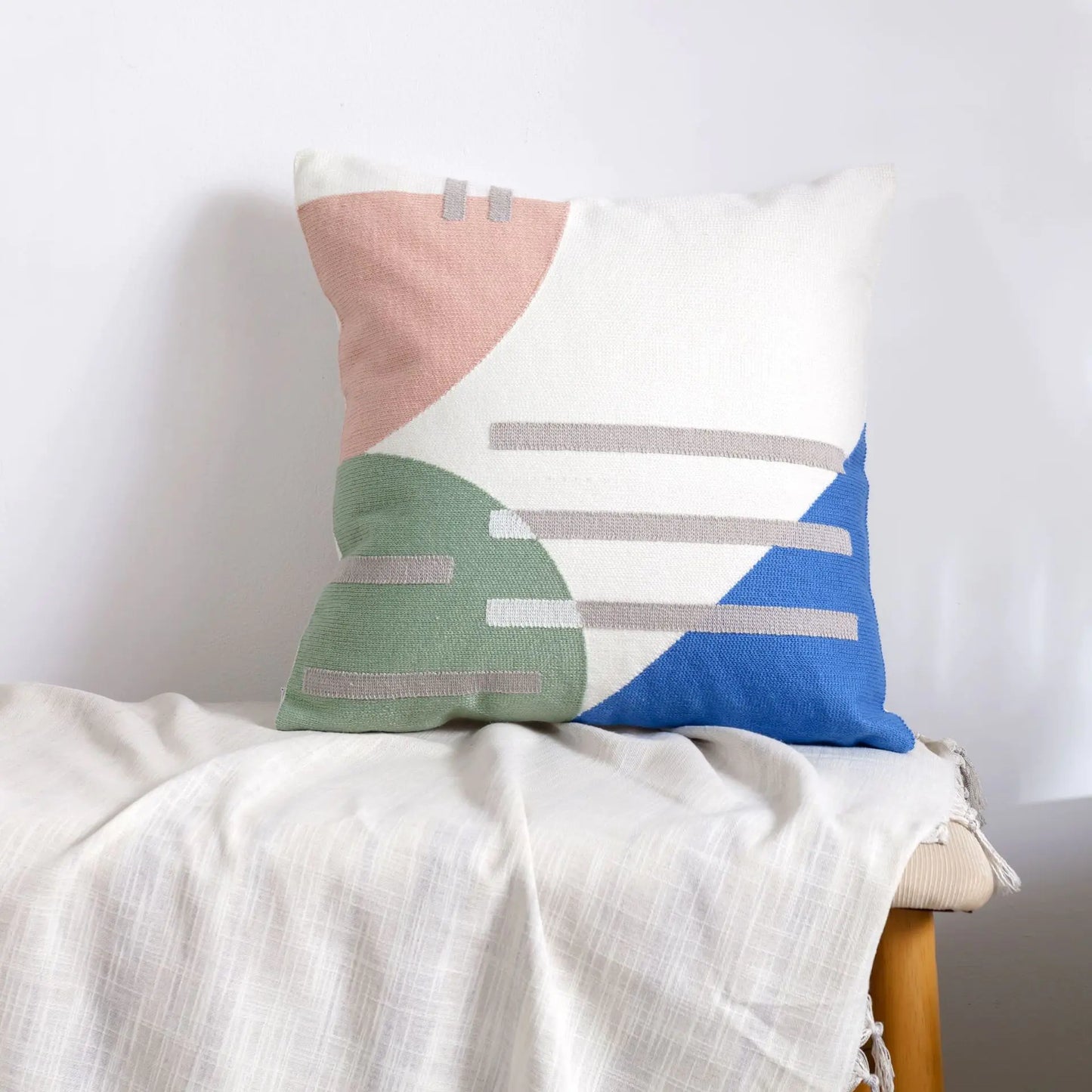 HerPillow Moroccan Embroidered Throw Pillow for Home Decor