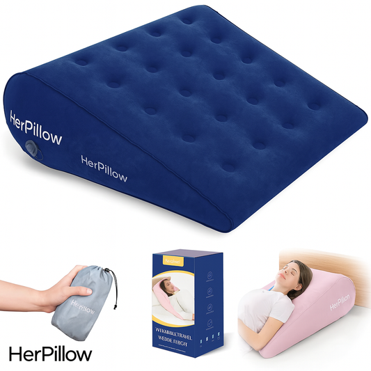 HerPillow® Inflatable Wedge Pillow – Adjustable Support for Better Sleep, Travel & Recovery