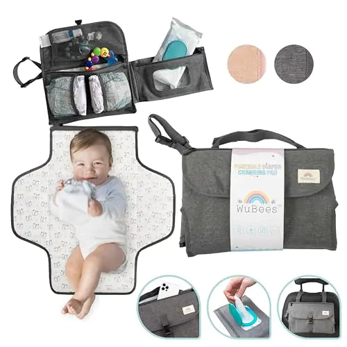 HerPillow portable, waterproof diaper changing pad, a travel-friendly changing station, and an essential baby gift suitable for baby showers, newborns, and both girls and boys.