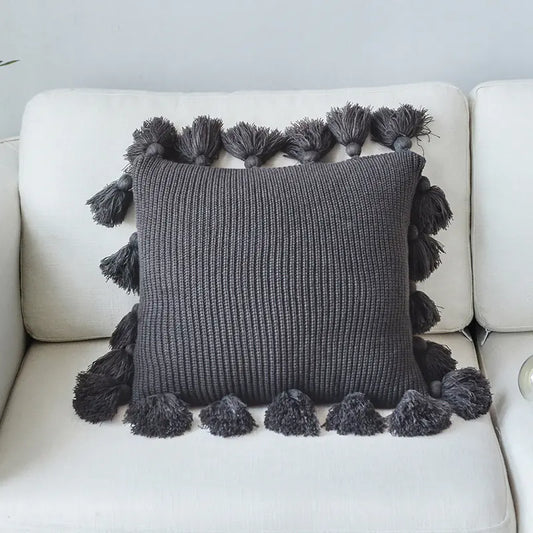 HerPillow Co. Solid Color Tassel Decorative Pillow for Home Decor