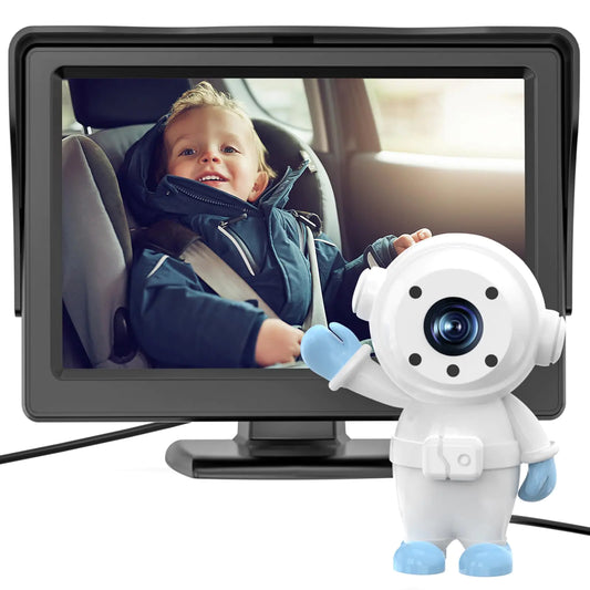 Baby Car Camera with Astronaut Lens Car Baby Monitor with Camera 4.3 HD Display w/Night Vision Wide Clear View for Baby Car Seat Mirror for Baby Rear Facing to Observe Baby Easily