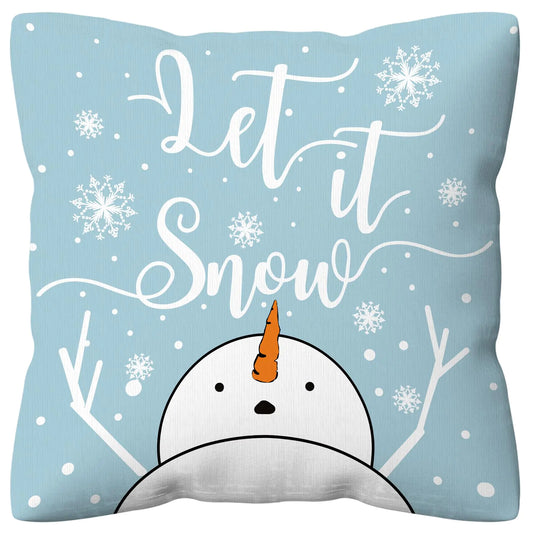 Blue Winter Pillow Covers 18x18 Let it Snow Merry Christmas Snowflakes White Snowman Xmas Decor Throw Pillow Cover Winter Holiday Farmhouse Pillow Case for Home Living Room Decorations