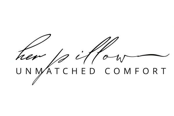 HerPillow premium full body pillow brand logo with Unmatched Comfort slogan
