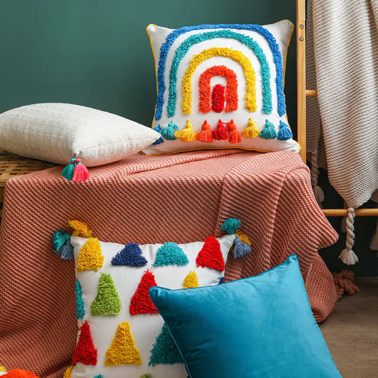 HerPillow Rainbow Pattern Throw Pillow Cover for Living Room Decor
