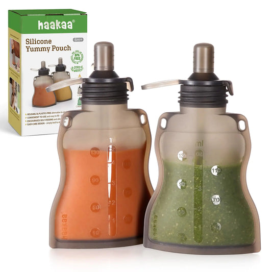 Yummy Pouch Reusable Baby Food Pouch Baby Food Storage Kids Squeezable Pouch Washable Freezer - Make Homemade Organic Food for Babies/Toddlers 4oz 2 Pack6m+