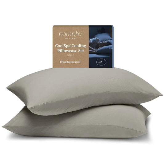 HerPillow Cooling Pillow Case Set of 2 Dove Grey King Size Pillow Covers Luxury Spa Breathable Hotel Quality Pillow Cases HerPillow.store