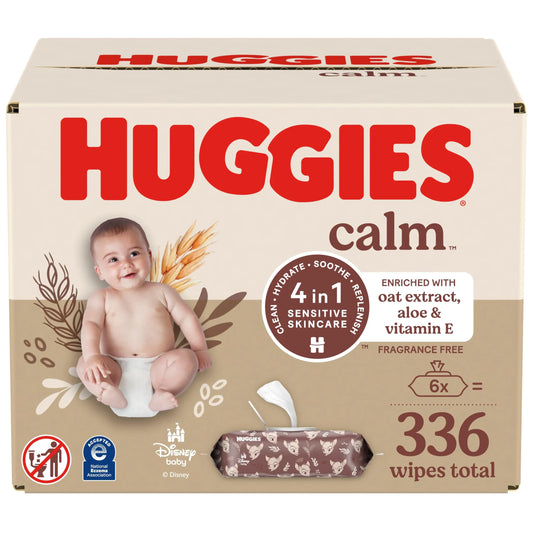 Huggies Calm Baby Wipes Unscented Hypoallergenic 10 Push Button Packs (560 Wipes Total)