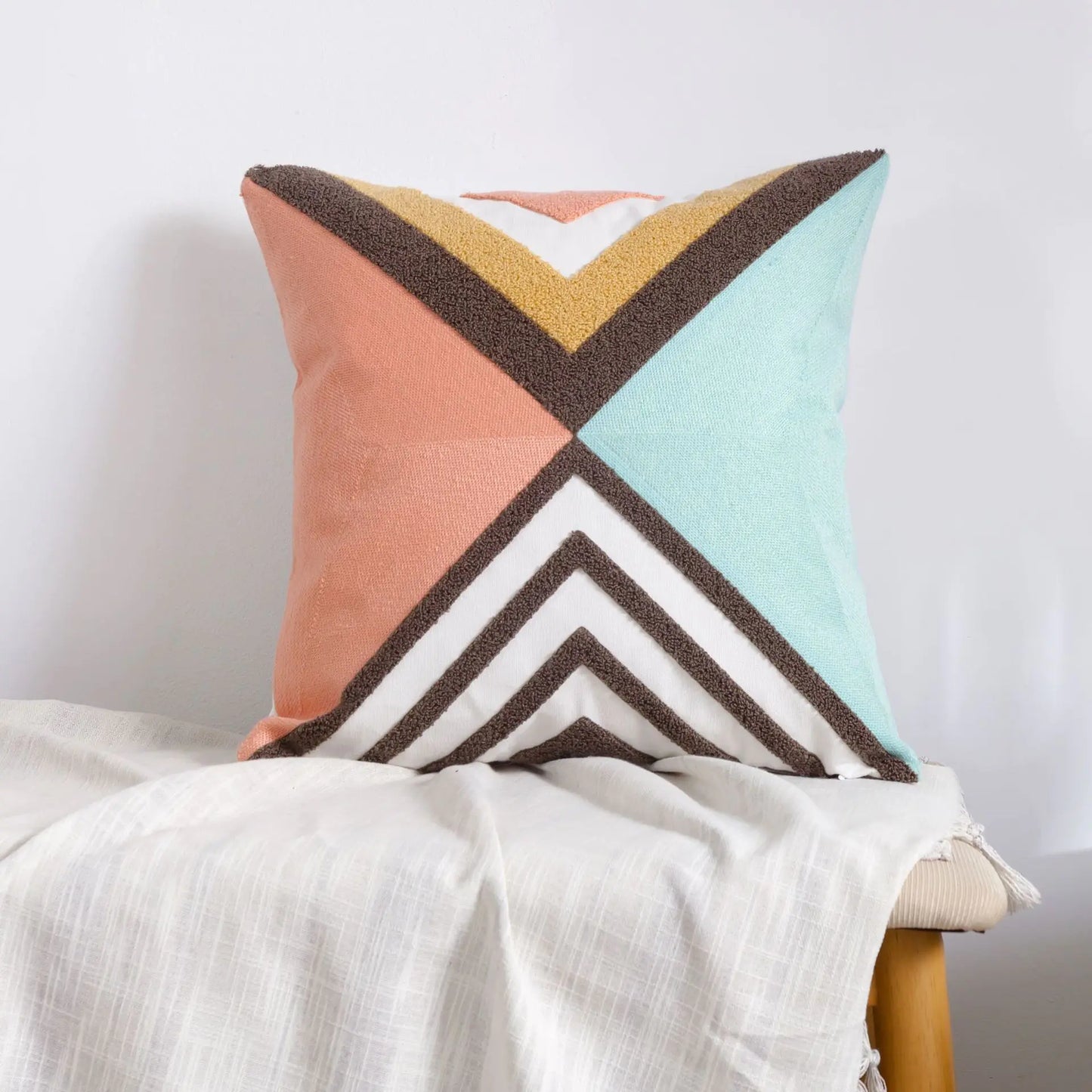 HerPillow Moroccan Embroidered Throw Pillow for Home Decor