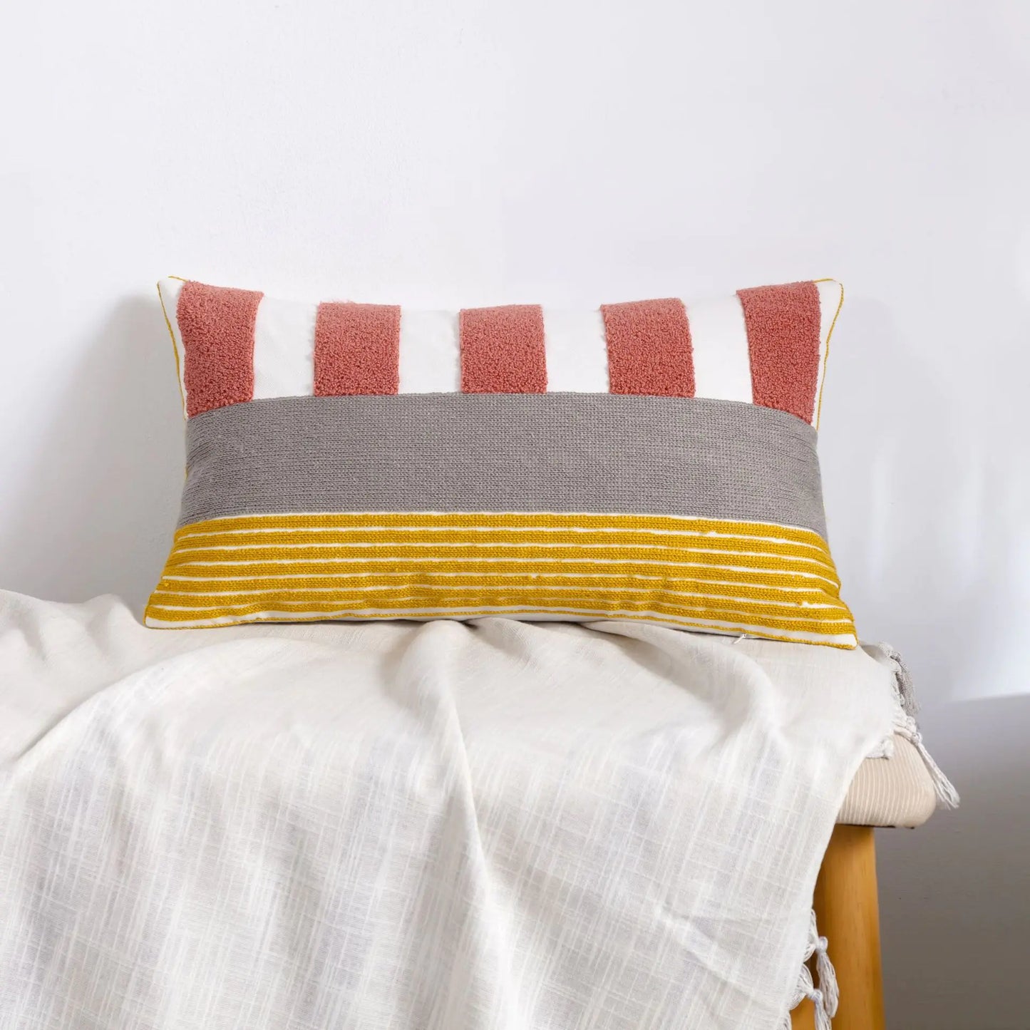 HerPillow Moroccan Embroidered Throw Pillow for Home Decor