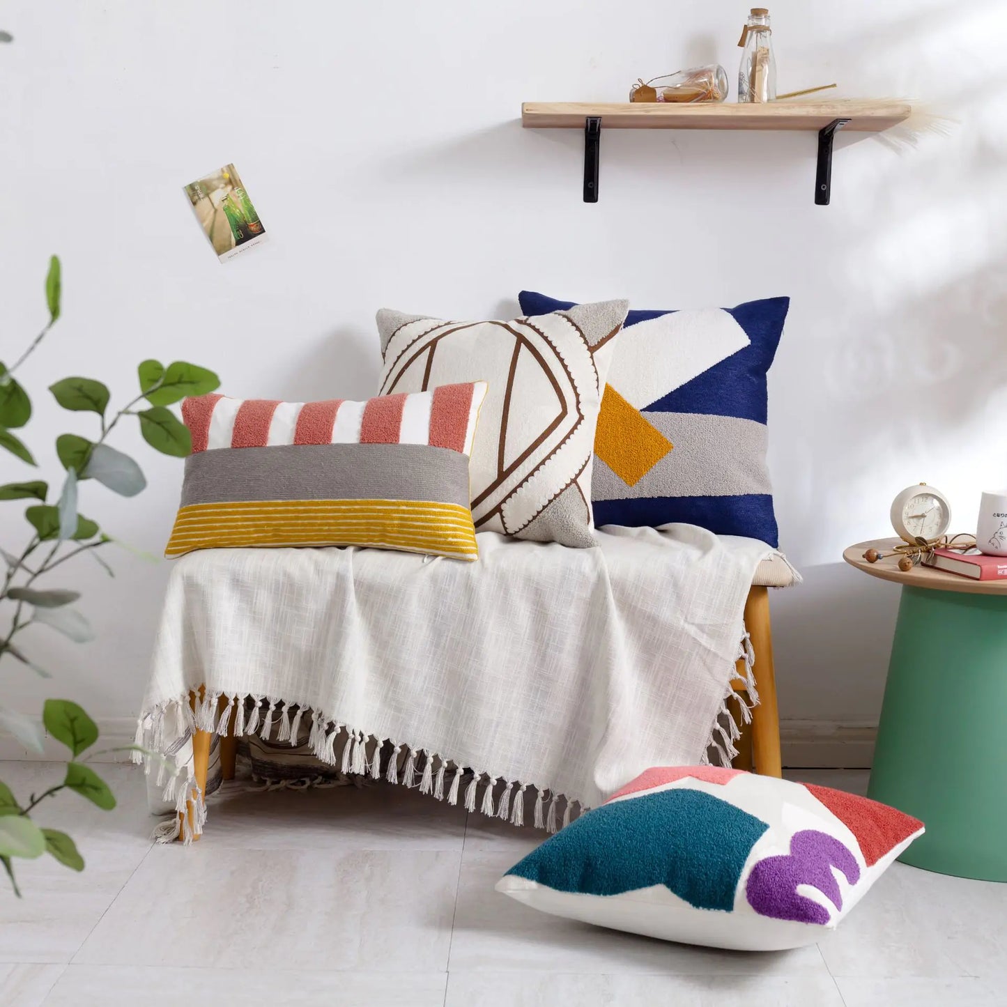 HerPillow Moroccan Embroidered Throw Pillow for Home Decor