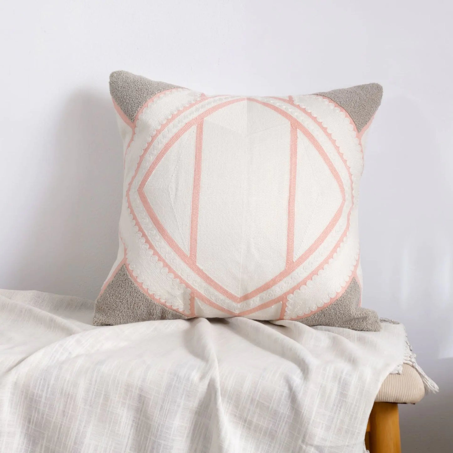 HerPillow Moroccan Embroidered Throw Pillow for Home Decor