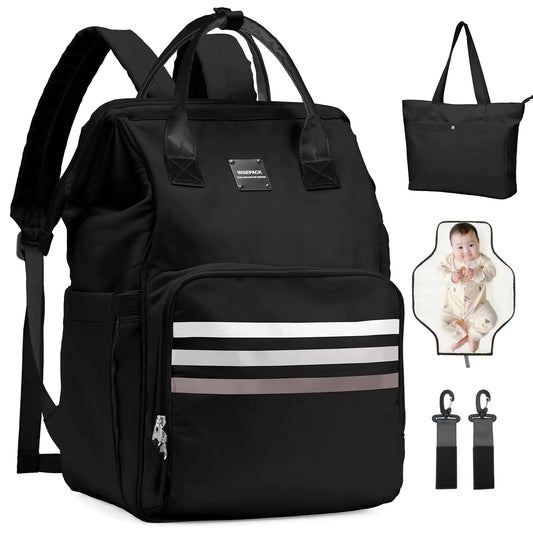 Diaper Bag Backpack Multifunction Large Travel Diaper Bag with Changing Pad for Moms Dads Maternity Baby Changing Bags Waterproof Unisex Baby Bag with Changing PadTote Bag Stroller Straps Black