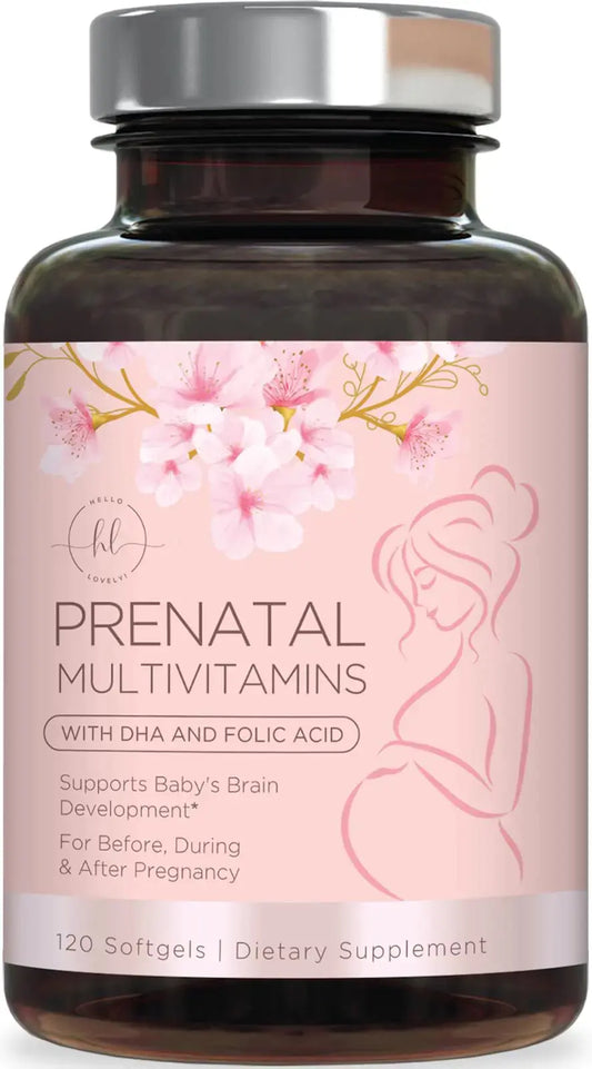 Womens Prenatal Multivitamin with Folic Acid + DHA Essential Prenatal Vitamins with Folate Omega 3 Vitamin D3 B6 B12 & Iron Pregnancy Support Supplement for Mom and Baby - 120 Softgels HerPillow.store