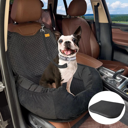 HerPillow Car Seat for Small Dogs Detachable Washable Dog Booster Seat Under 35lbs Pet Car Seat Travel Bed with Storage Pockets and Dog Safety Belt HerPillow.store