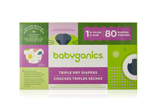 Babyganics Diapers Size 1 80 ct Ultra Absorbent Diapers