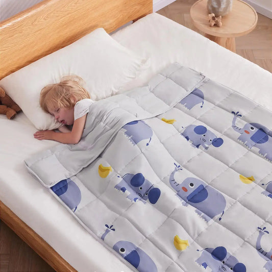 HerPillow Weighted Blanket Kids(36"x48" 3lbs) Weighted Blanket Cooling Blanket for SleepingThrow Size Breathable Blanket with Premium Glass Bead(Grey Elephant) HerPillow.store