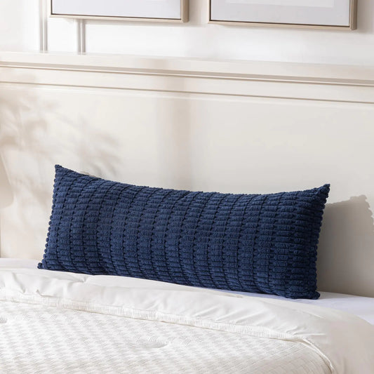 HerPillow Navy Blue Long Body Lumbar Decorative Throw Pillow